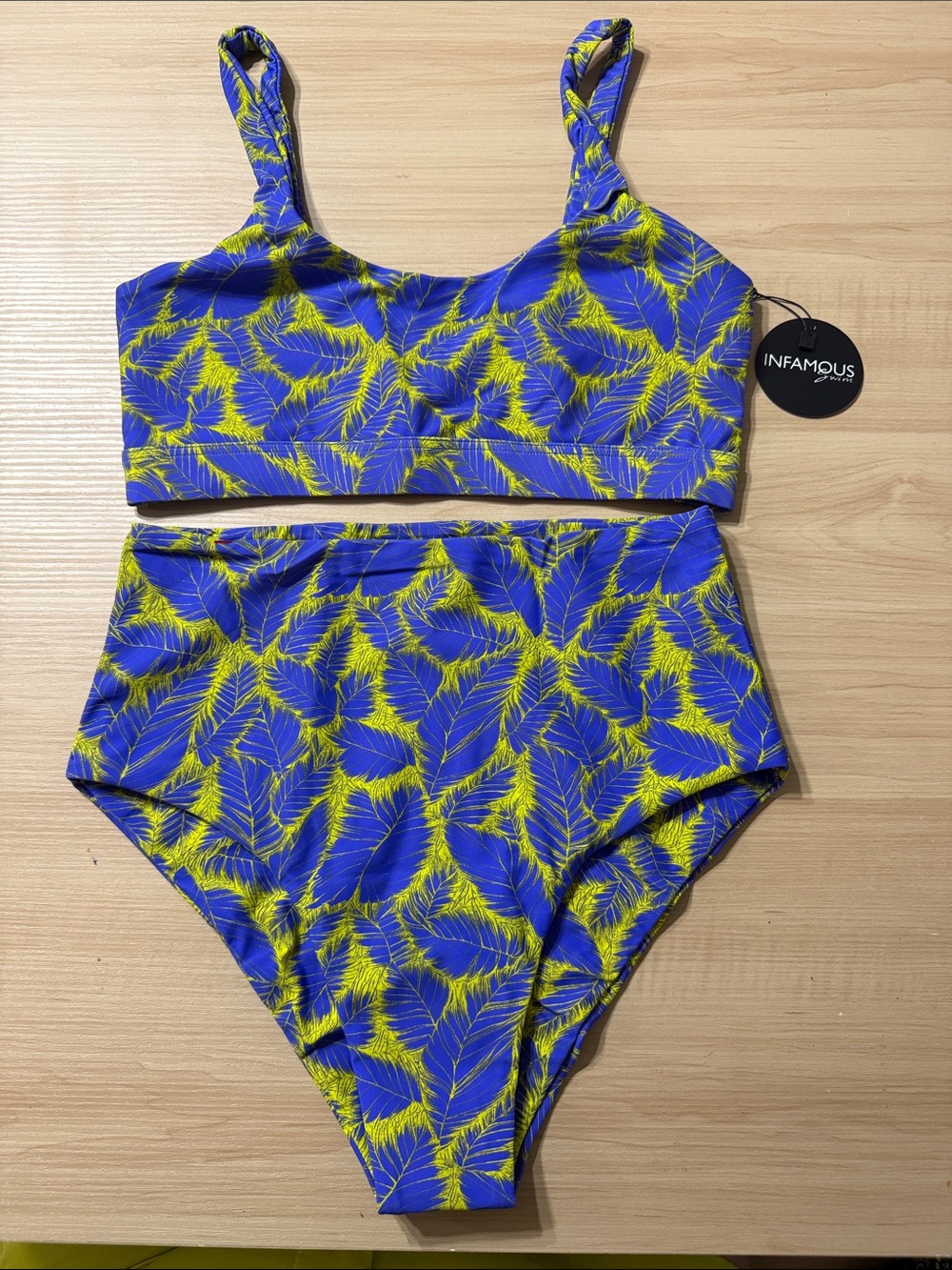 Infamous Blue & Yellow High-Waist Bikini Set